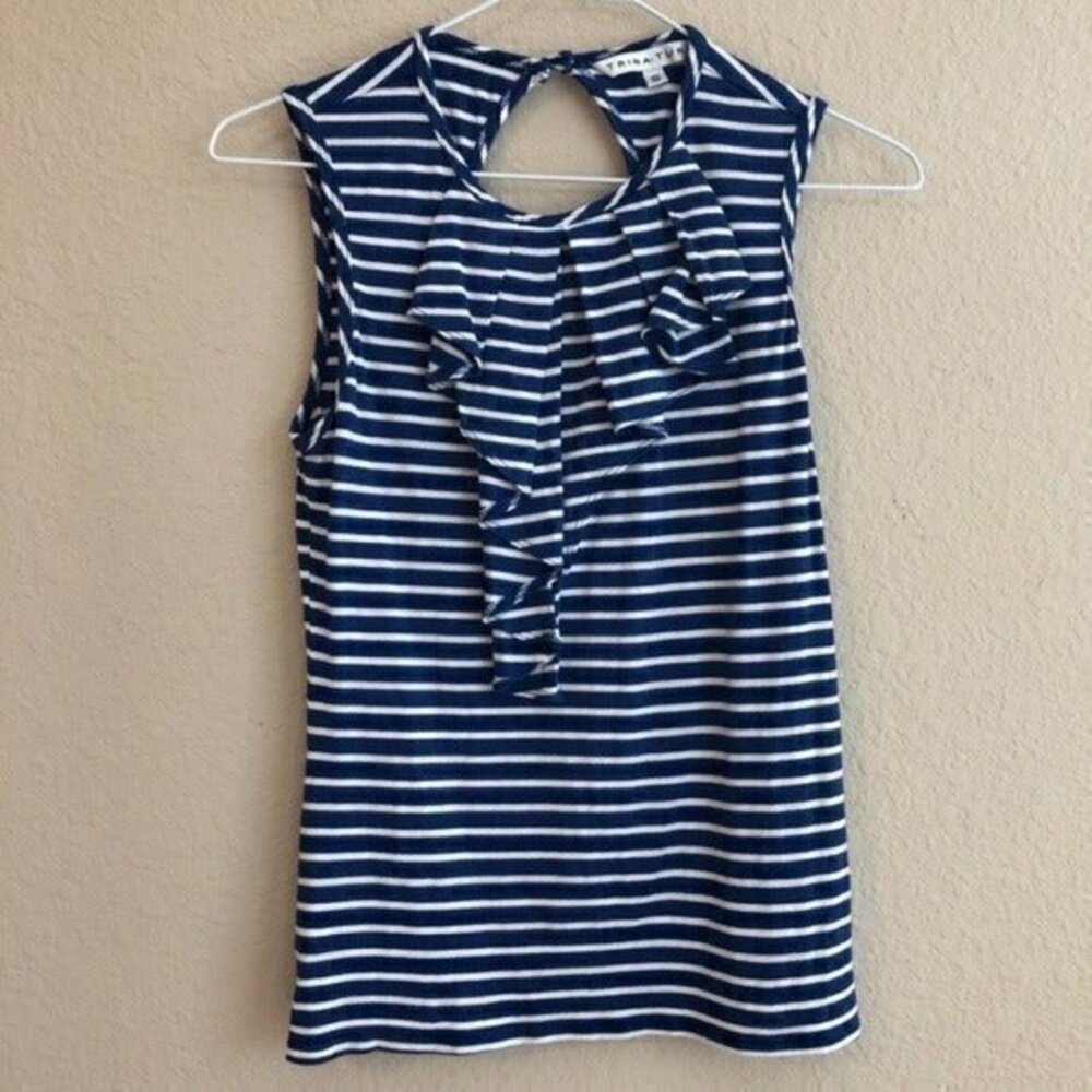 Trina Turk Tank Top Striped Ruffle Nautical